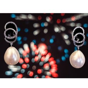 Elegant Diamond and Pearl Drop Earrings
